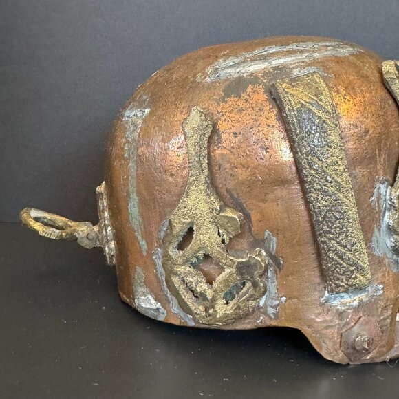 Antique Copper Cache Pot With Brass Embellishments Wobbly Bottom Unique French D - Picture 7 of 13